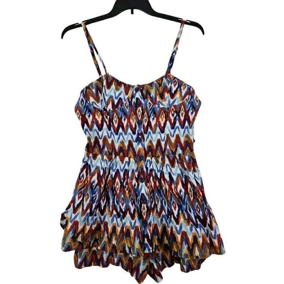 Anthropologie Mimi Chica ~ Woman Size L~ Multicolor Sleeveless Romper Linen NWOT - Picture 9 of 10